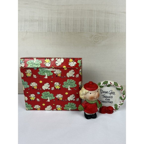 Enesco Dear God Kids "Thanks For Christmas" Figurine With Box EUC - Picture 11 of 14